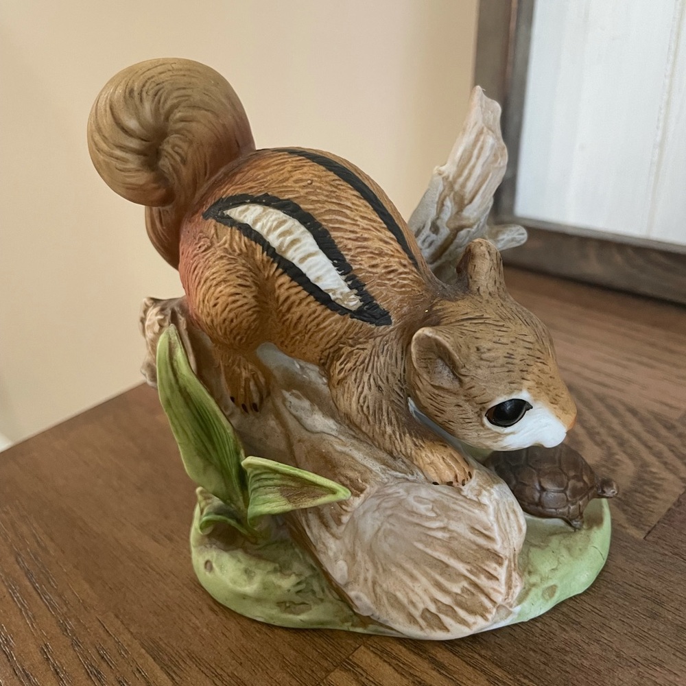 Vintage Homco Porcelain Squirrel with Turtle